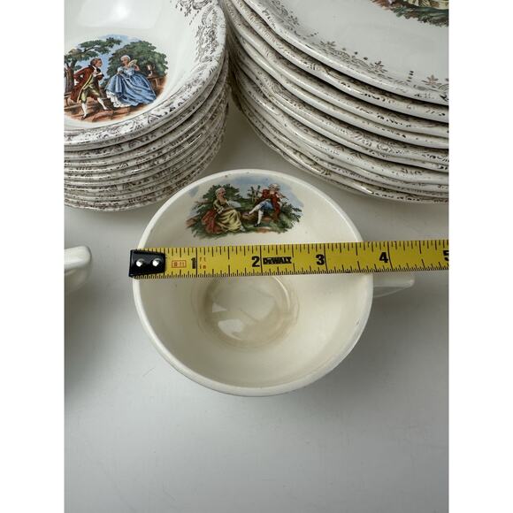 (Set of 28 PCS)-French Saxon China~UNION Made U.S.A.~22 KT Gold Cottage Set - Picture 9 of 10